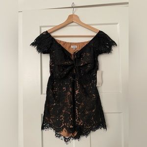NWT TOBI black lace romper size S